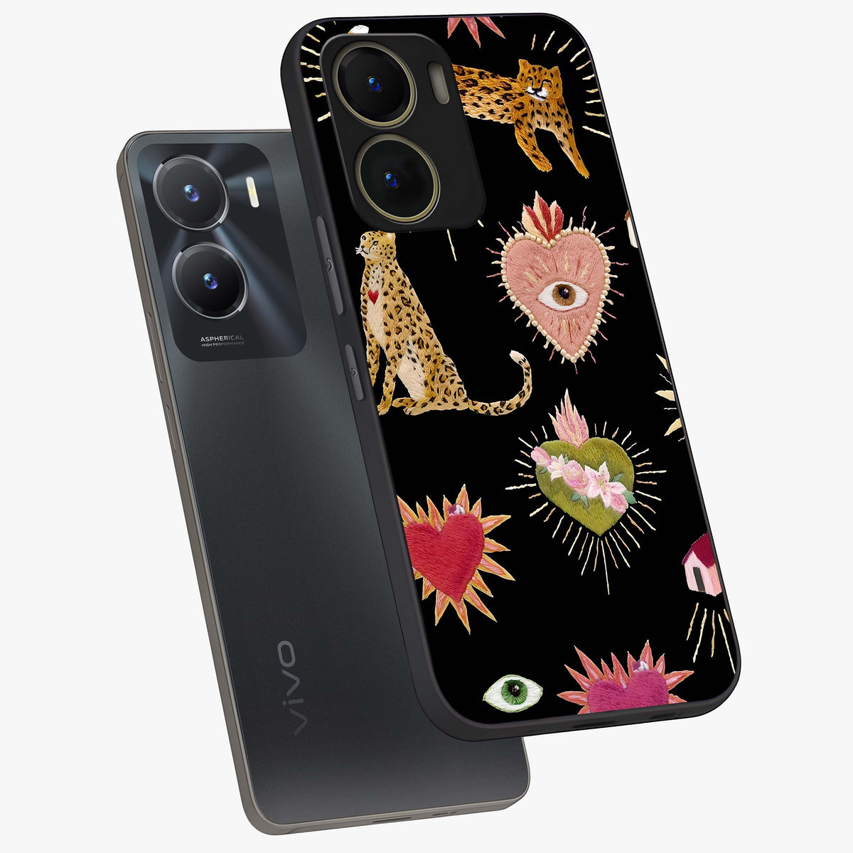 Sacred Jungle Heart Glass Case displayed in angled mockup highlighting lush tropical design with natural aesthetic style.