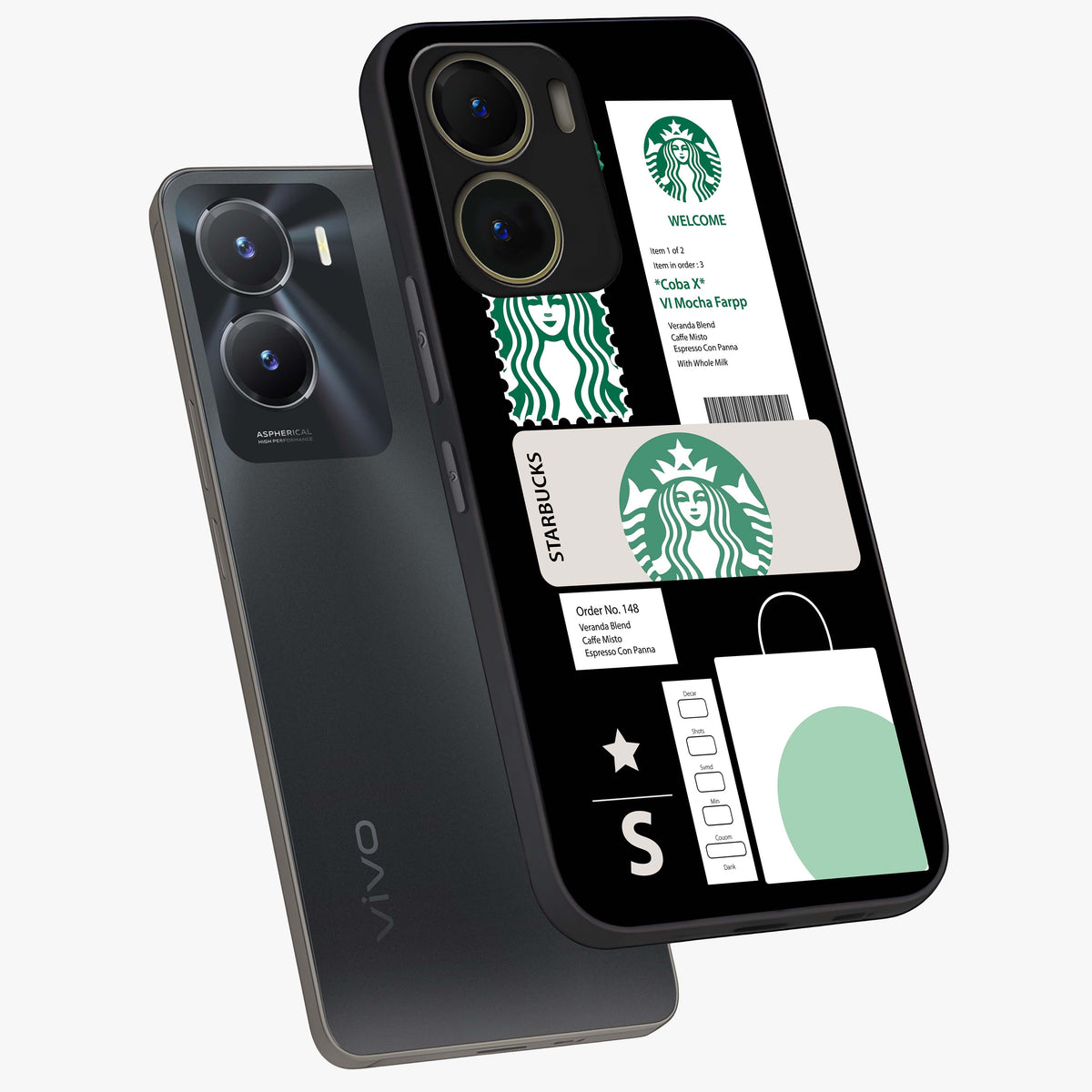 Starbucks Mocha Glass Case displayed in angled mockup highlighting stylish mocha themed design with cozy café aesthetic.