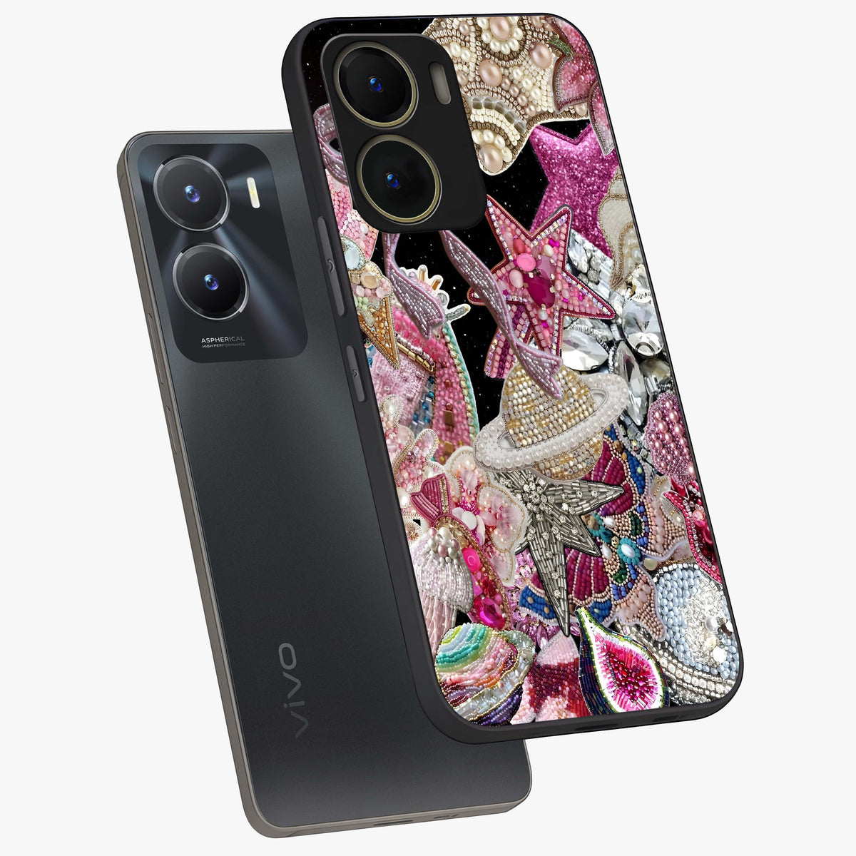 Starlit Jewel Dream Glass Case displayed in angled mockup highlighting glowing celestial jewel design with dreamy aesthetic.