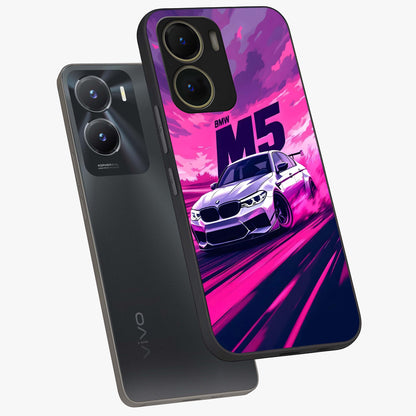 Velocity Drift Pulse Glass Case displayed in angled mockup highlighting dynamic drift design with sporty automotive aesthetic.