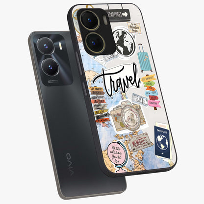 Wanderlust Journal Glass Case displayed in angled mockup highlighting adventure themed design with aesthetic travel vibe.