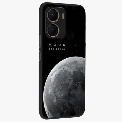 Cosmic Moon Glow Glass Case upright view showcasing luminous moon illustration with dreamy cosmic style.
