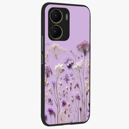 Lavender Blossom Dream Glass Case upright view showcasing delicate lavender blossom artwork with peaceful floral theme.