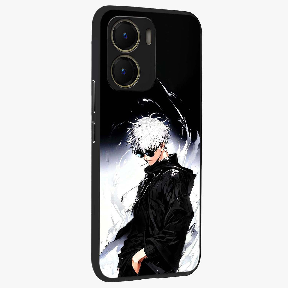 Limitless Shadow King Glass Case upright view showcasing bold shadow warrior artwork with epic fantasy theme.