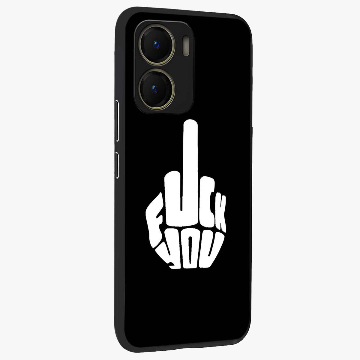 Rebel Mode On Glass Case upright view showcasing striking statement artwork with bold rebellious theme.