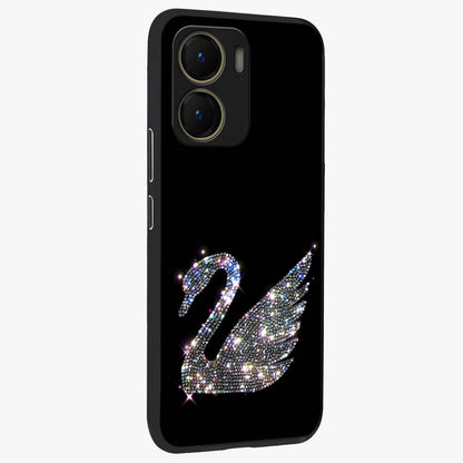 Starlit Swan Grace Glass Case upright view showcasing beautiful swan artwork with peaceful night themed design.
