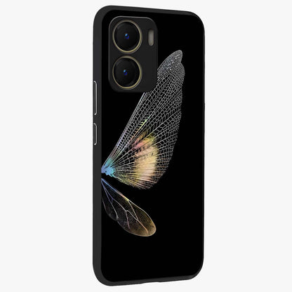 Whispers Of Wings Glass Case upright view showcasing elegant wing artwork with light airy theme.