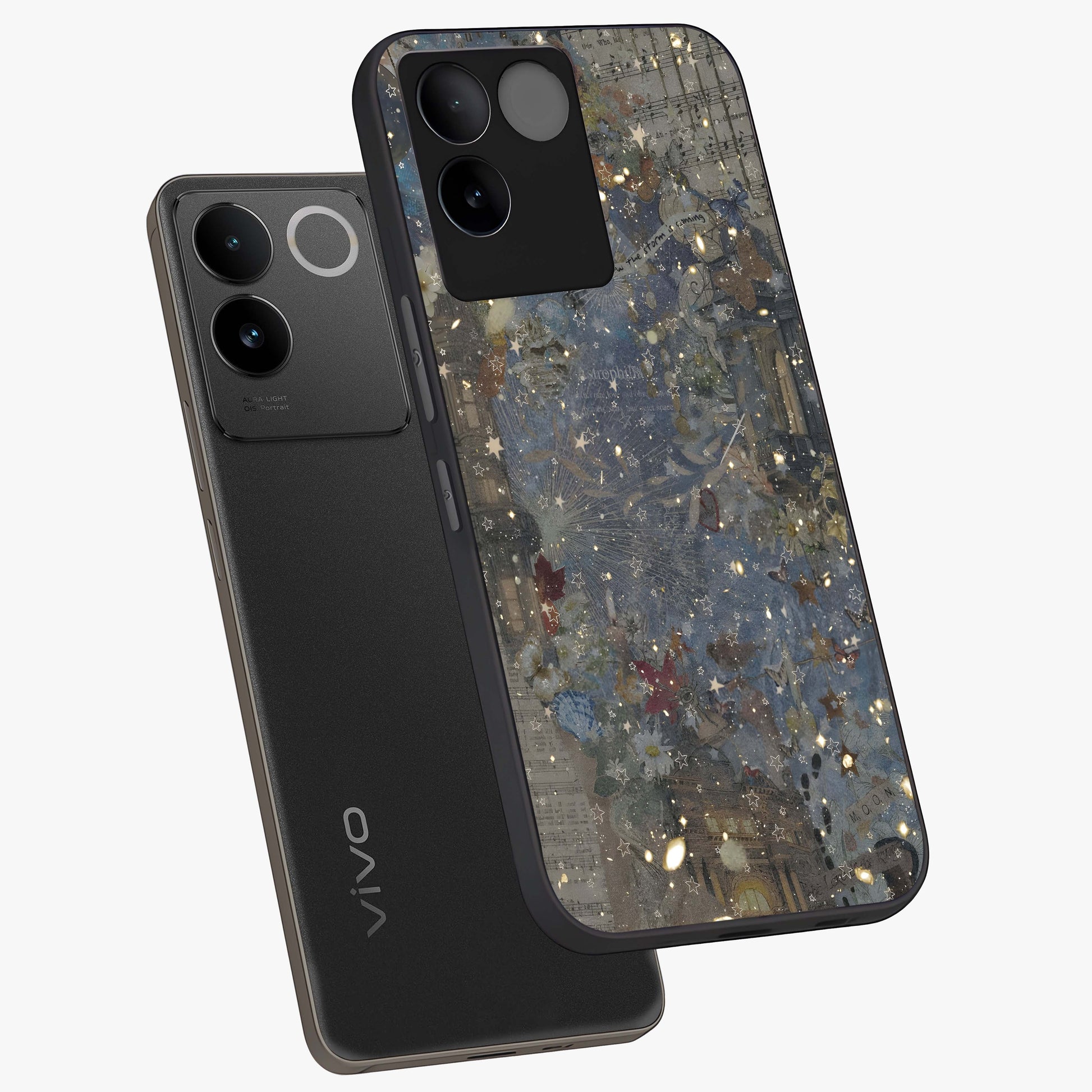 Aesthetic Astrolophia Glass Case displayed in angled mockup highlighting artistic aesthetic elements and smooth glass surface.