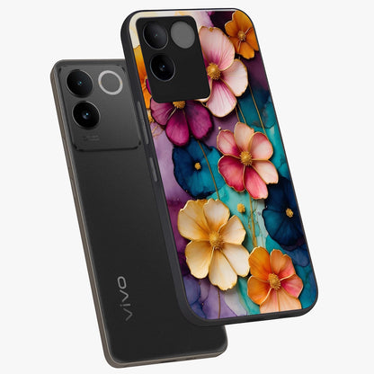 Artlyn Grace Flower Pattern Glass Case displayed in angled mockup highlighting delicate flower pattern design and smooth glass surface.