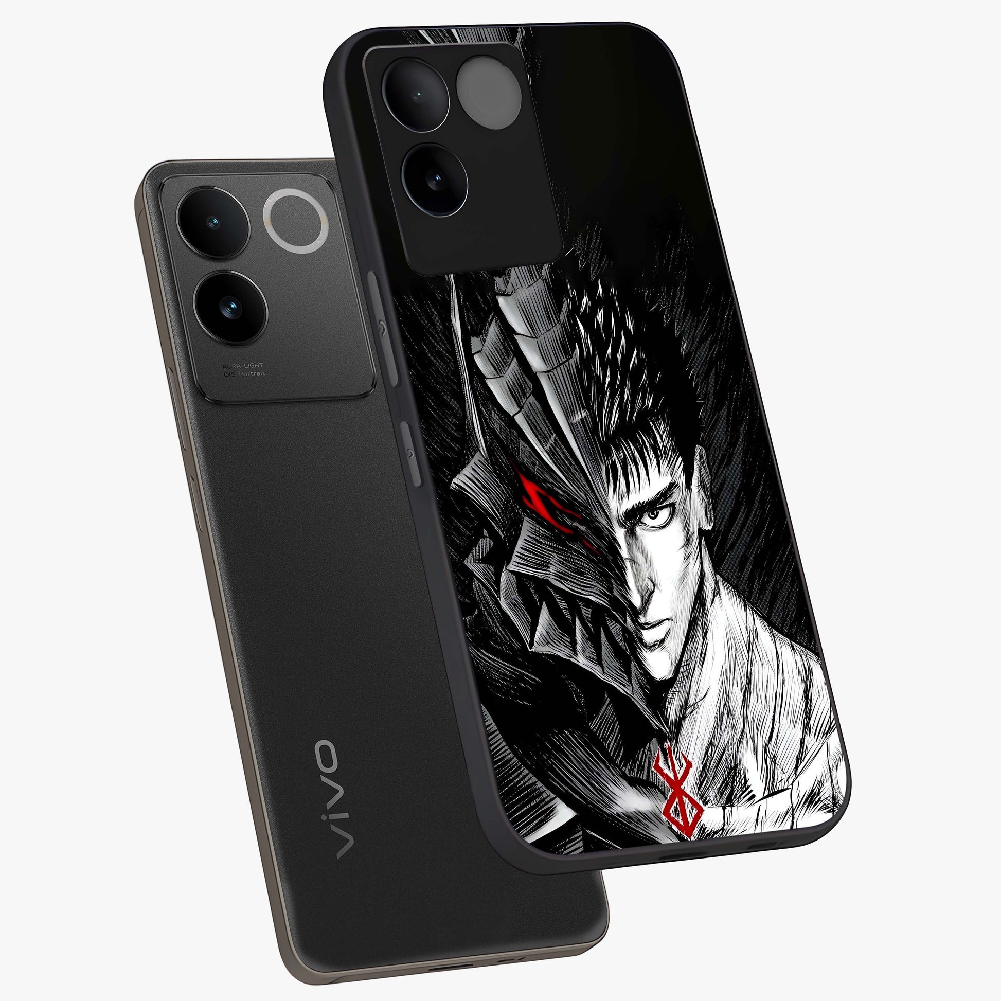 Berserker Blood Oath Glass Case displayed in angled mockup highlighting dark fantasy graphic design and powerful theme.