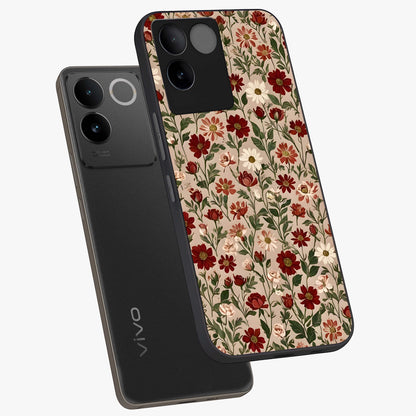 Biege Flower With Leaf Glass Case displayed in angled mockup highlighting minimal floral leaf design and elegant aesthetic.