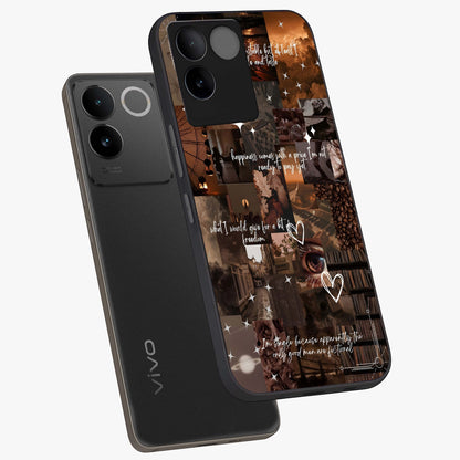 Bittersweet Aesthetic Chaos Glass Case displayed in angled mockup highlighting expressive abstract artwork and edgy aesthetic theme.