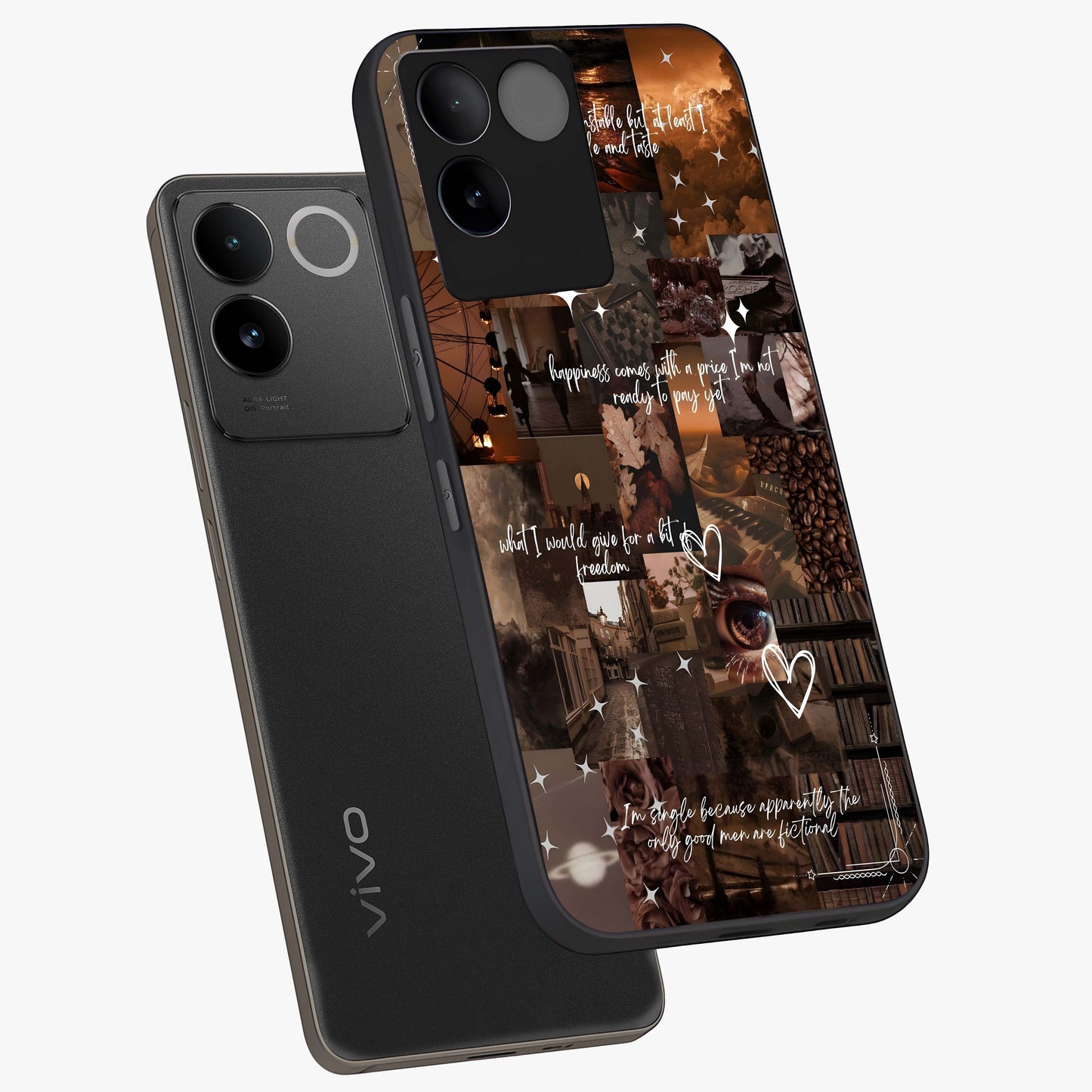Bittersweet Aesthetic Chaos Glass Case displayed in angled mockup highlighting expressive abstract artwork and edgy aesthetic theme.