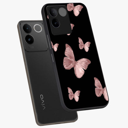 Butterfly Pattern Glass Case displayed in angled mockup highlighting delicate butterfly design and aesthetic pattern style.