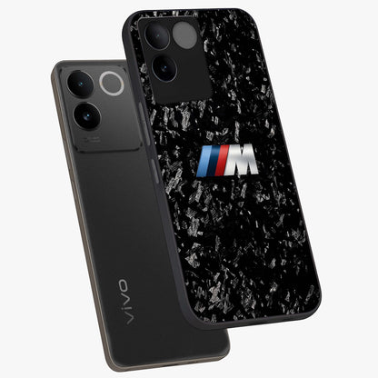 Carbon Speed Mark Glass Case displayed in angled mockup highlighting racing inspired carbon design and sleek aesthetic style.