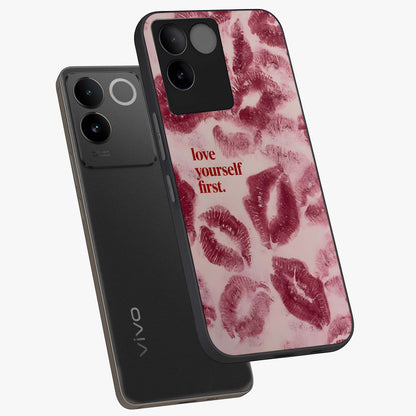 Crimson Kiss Love Glass Case displayed in angled mockup highlighting bold love inspired design with modern aesthetic style.
