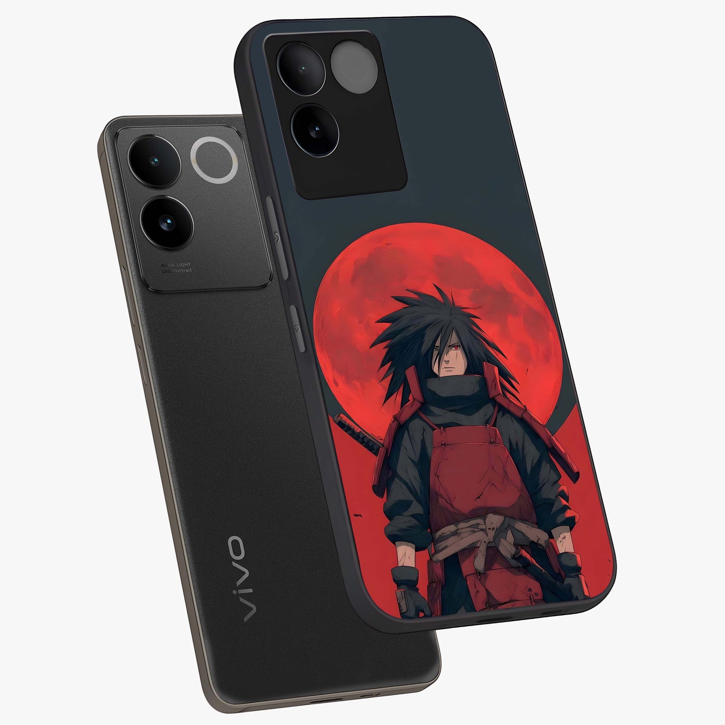 Crimson Moon Warlord Glass Case displayed in angled mockup highlighting dramatic crimson moon design with fantasy aesthetic.