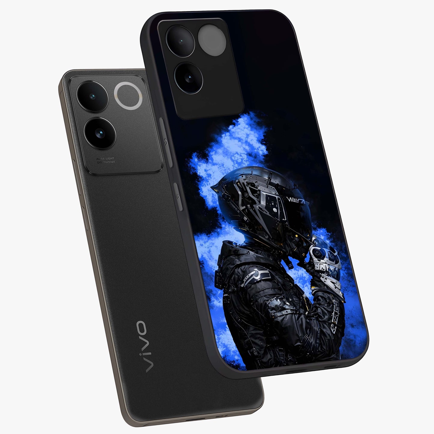 Cyber Sentinel Protocol Glass Case displayed in angled mockup highlighting digital cyber design with sci-fi aesthetic style.