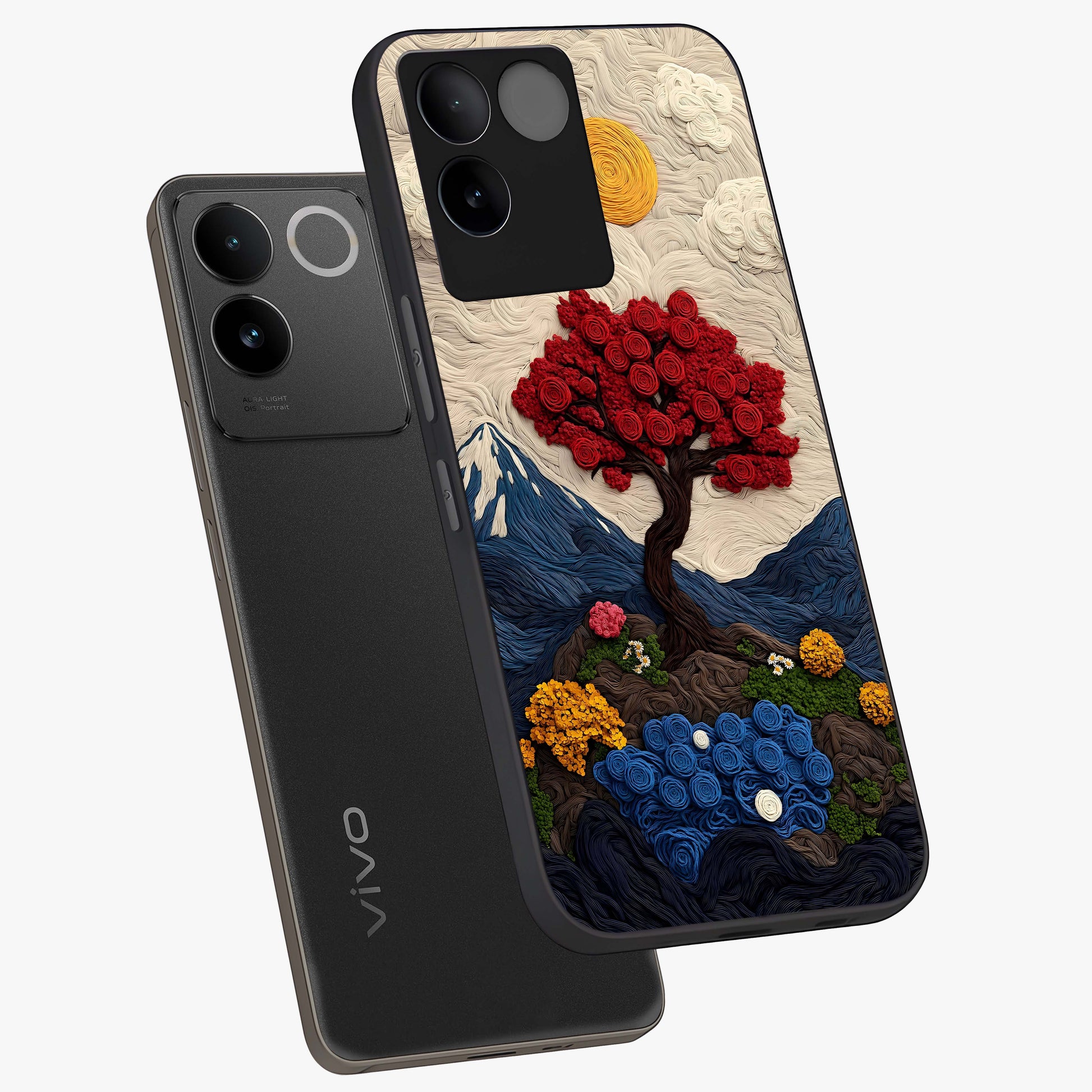 Eternal Nature Tapestry Glass Case displayed in angled mockup highlighting detailed botanical pattern with artistic aesthetic.