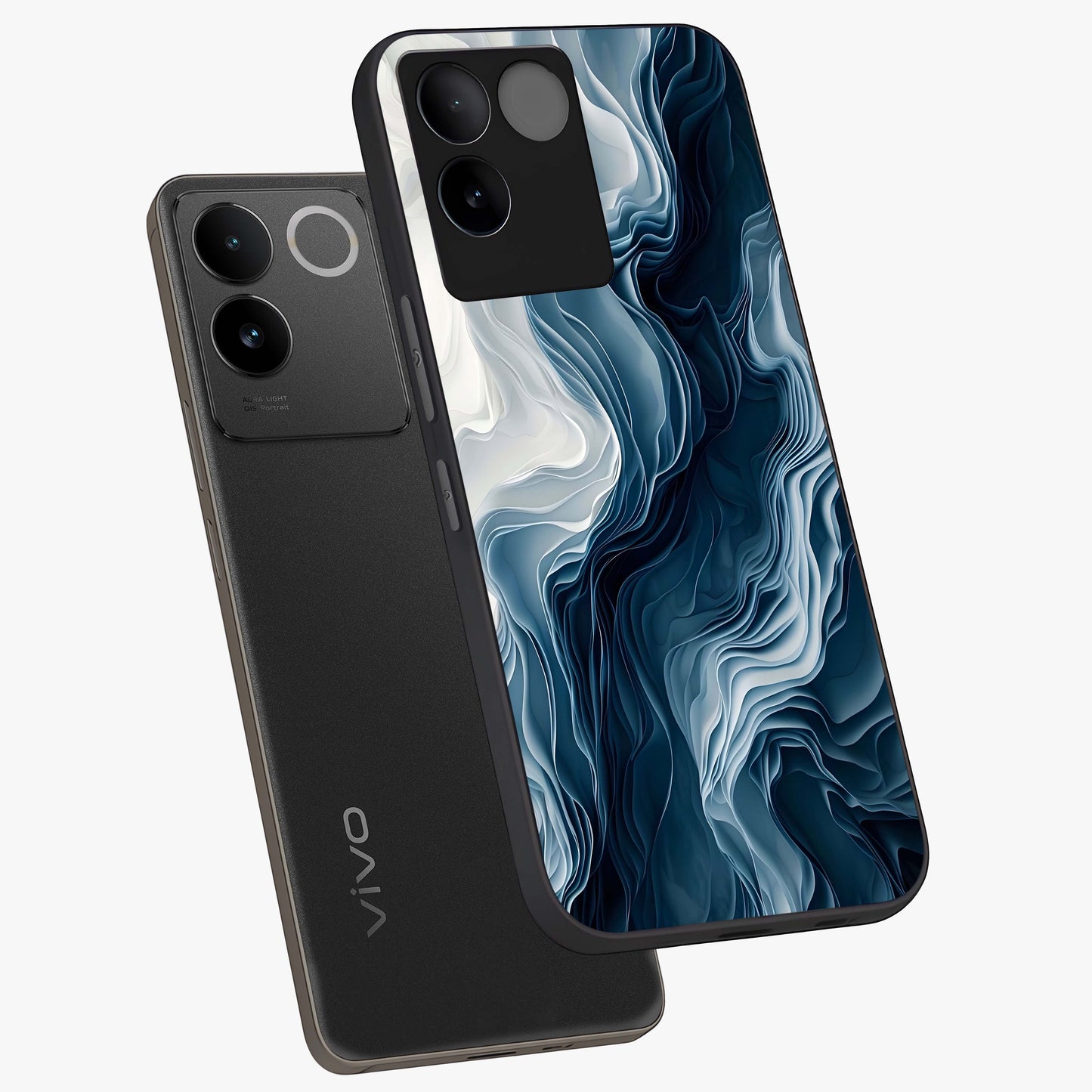 Ethereal Paper Marble Glass Case displayed in angled mockup highlighting elegant marble pattern with modern aesthetic style.