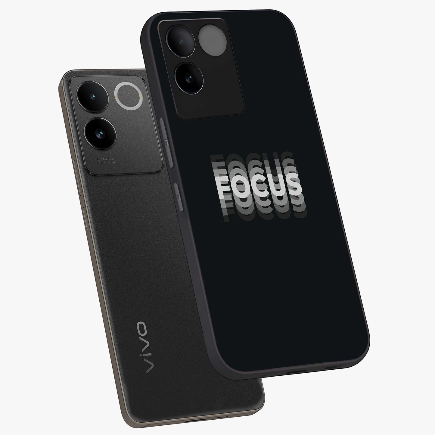 Focus Mode On Glass Case displayed in angled mockup highlighting clean minimal text artwork with modern aesthetic style.