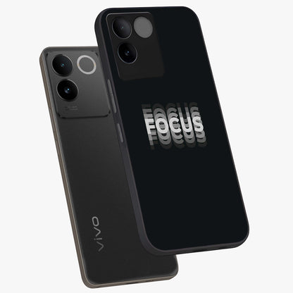 Focus Mode On Glass Case displayed in angled mockup highlighting clean minimal text artwork with modern aesthetic style.