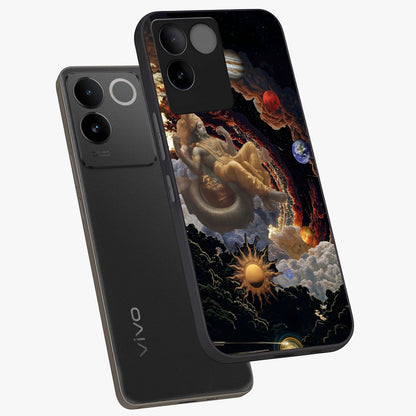 Galactic Divine God Glass Case displayed in angled mockup highlighting powerful celestial deity illustration with galactic aesthetic.