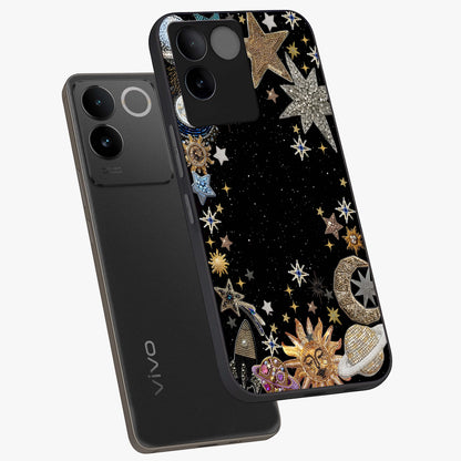 Galactic Jewel Stars Glass Case displayed in angled mockup highlighting shining celestial star design with cosmic aesthetic style.