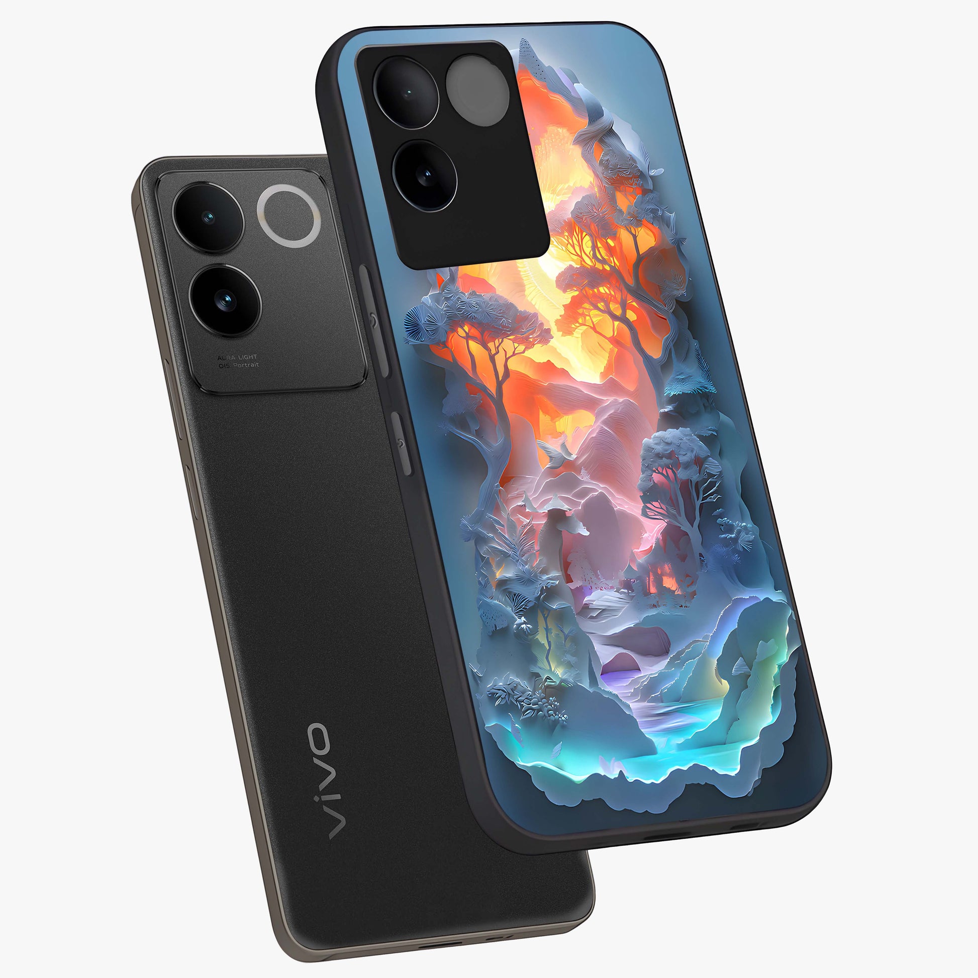 Glow Forest Portal Glass Case displayed in angled mockup highlighting mystical forest design with magical glowing aesthetic.