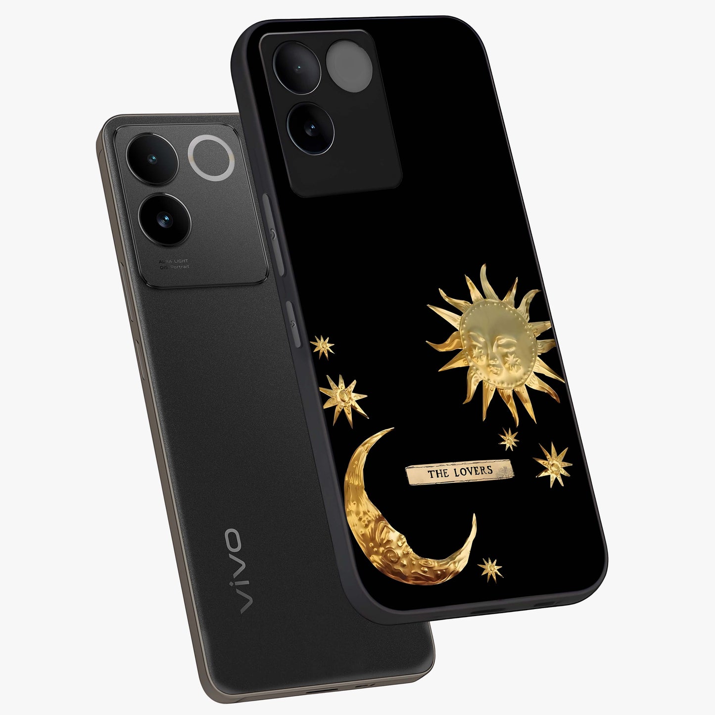 Gold Sun Blush Glass Case displayed in angled mockup highlighting radiant sun design with warm golden aesthetic.