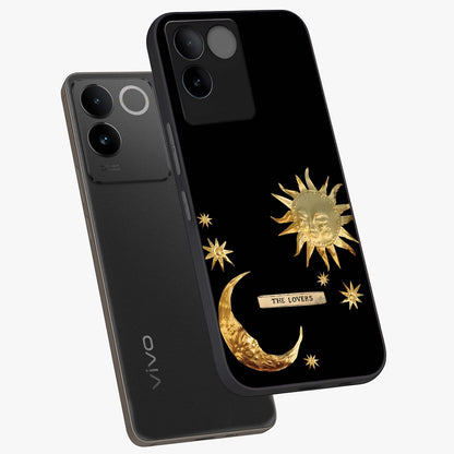 Gold Sun Blush Glass Case displayed in angled mockup highlighting radiant sun design with warm golden aesthetic.