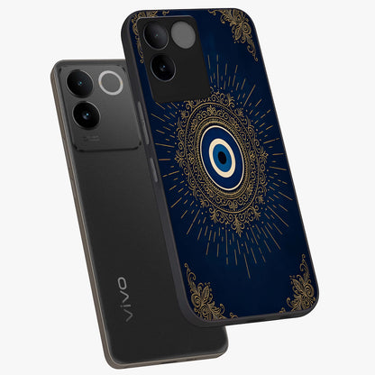 Golden Celestial Charm Glass Case displayed in angled mockup highlighting sparkling cosmic charm design with celestial aesthetic.
