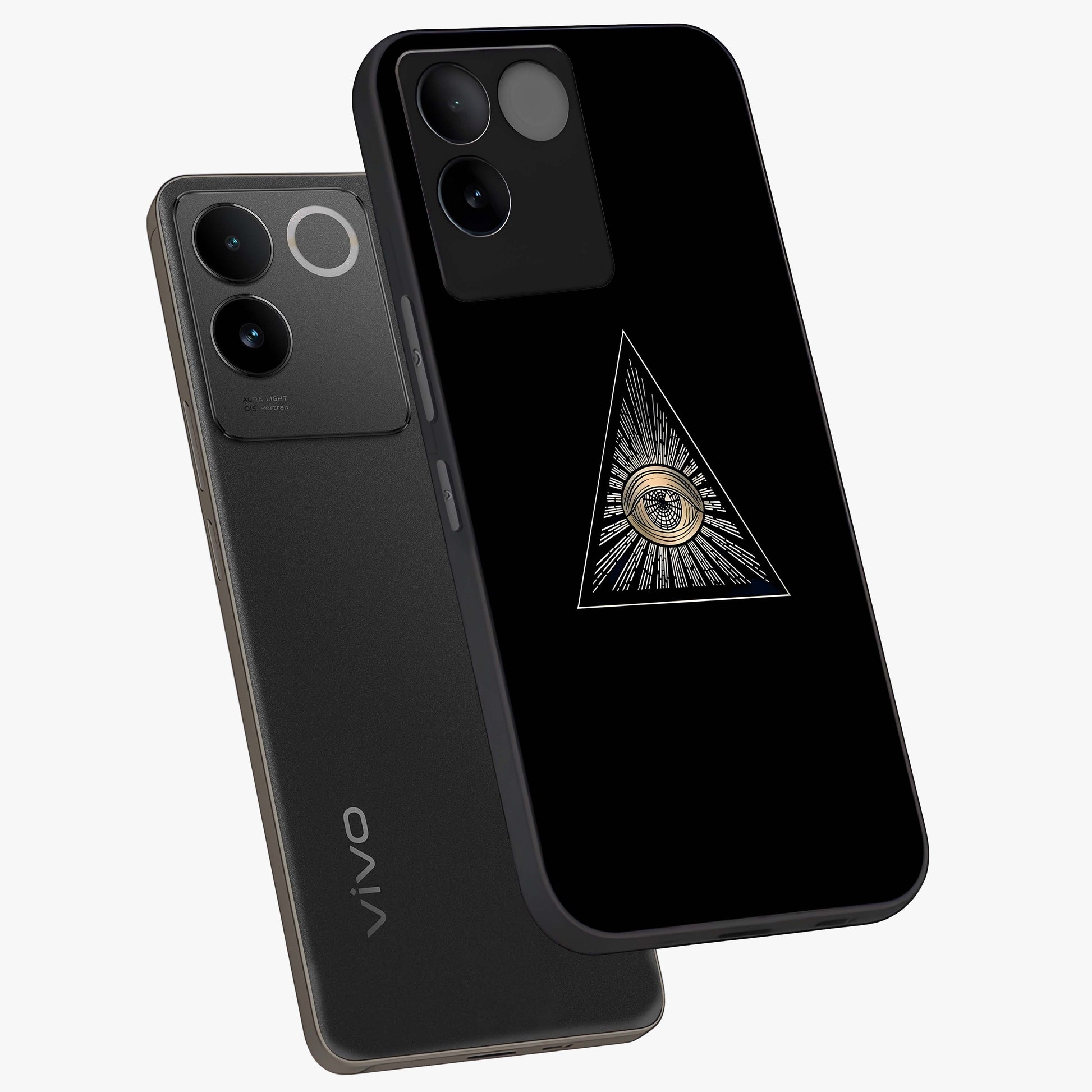 Illuminati Evil Glass Case displayed in angled mockup highlighting dark occult inspired design with bold aesthetic style.