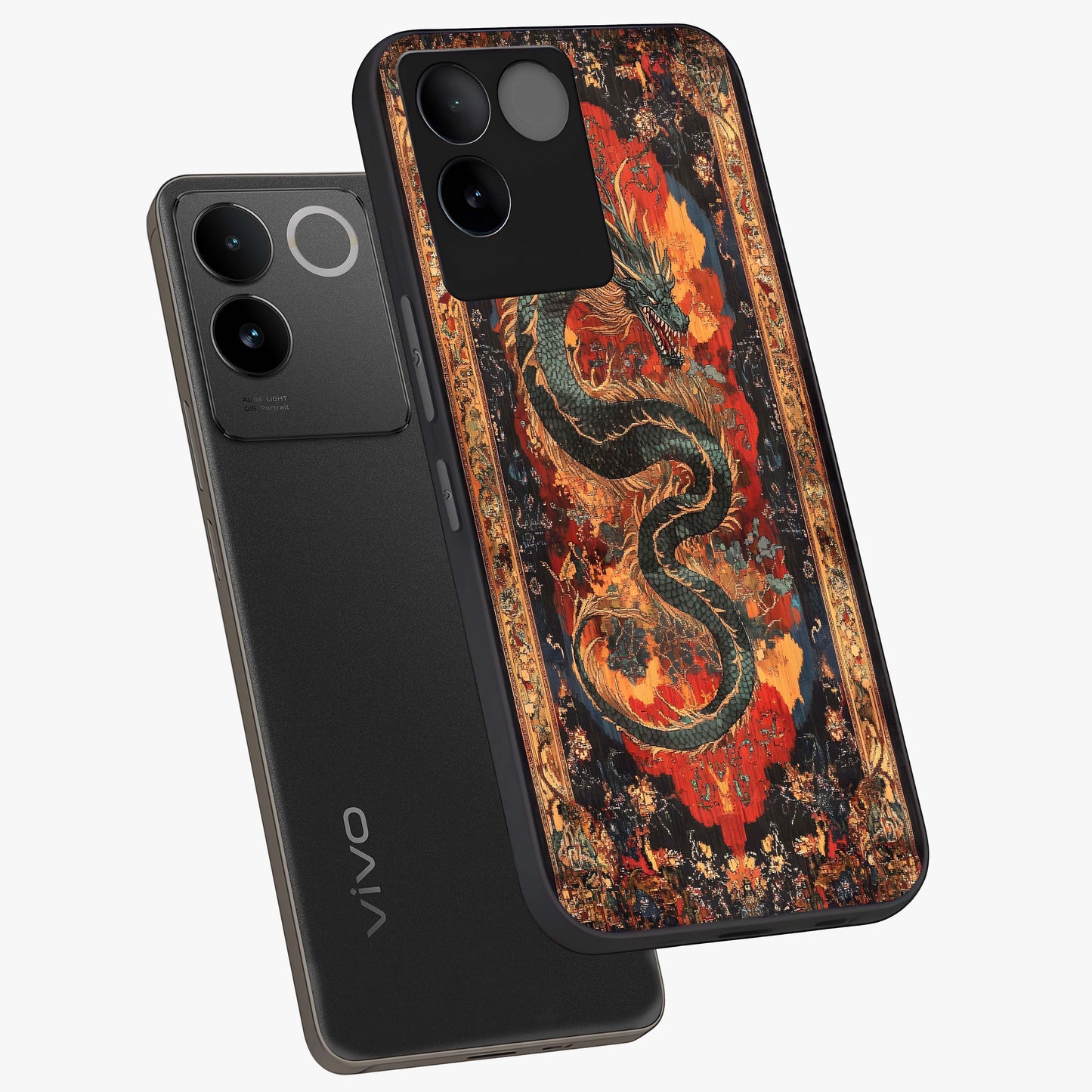 Inferno Dragon Soul Glass Case displayed in angled mockup highlighting powerful dragon illustration with inferno aesthetic.