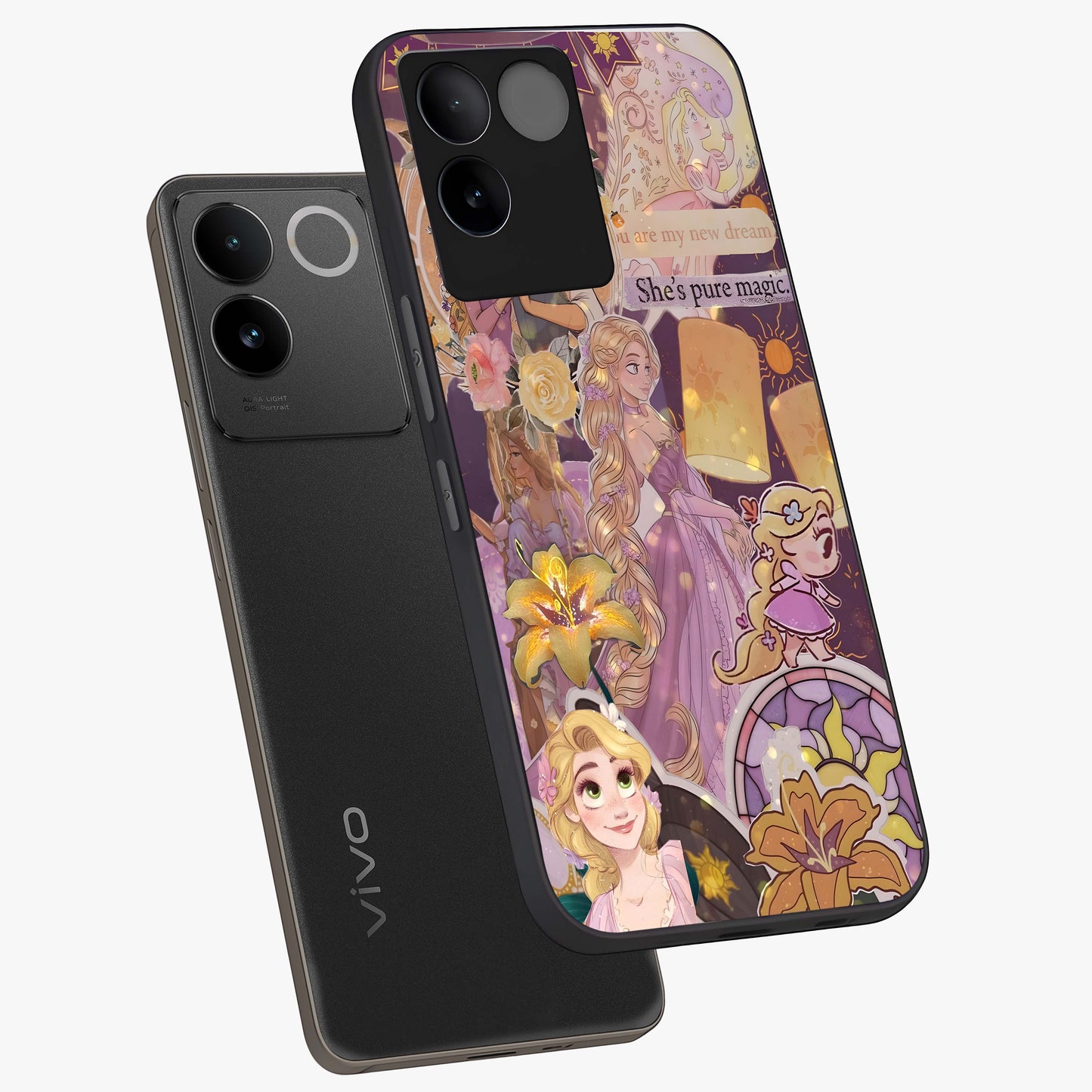 Magical Tangled Dream Glass Case displayed in angled mockup highlighting whimsical fantasy design with magical aesthetic.