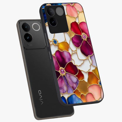 Marble Flower Pattern Glass Case displayed in angled mockup highlighting elegant marble floral design with modern aesthetic.