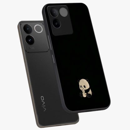 Midnight Panda Love Glass Case displayed in angled mockup highlighting adorable panda illustration with midnight aesthetic.