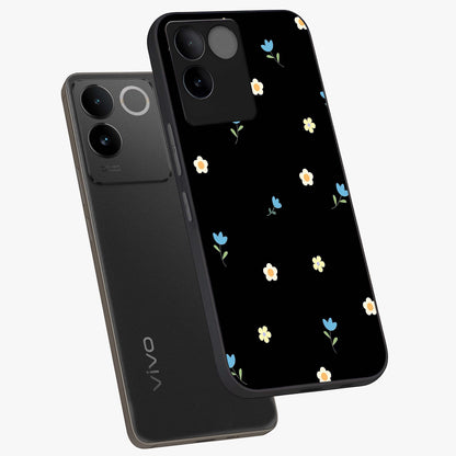 Minimal Petal Whispers Glass Case displayed in angled mockup highlighting delicate petal design with clean minimal aesthetic.