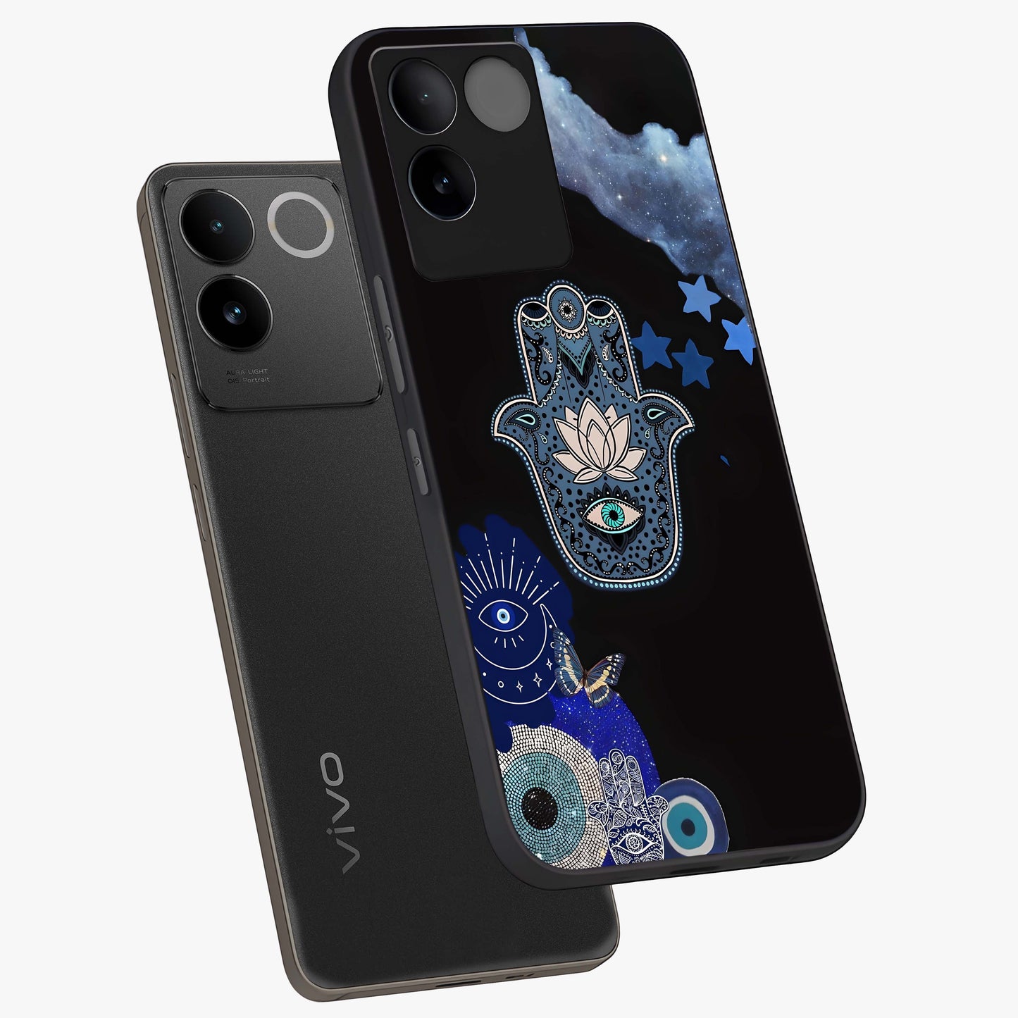 Mystic Hand Aura Glass Case displayed in angled mockup highlighting magical aura design with spiritual aesthetic style.