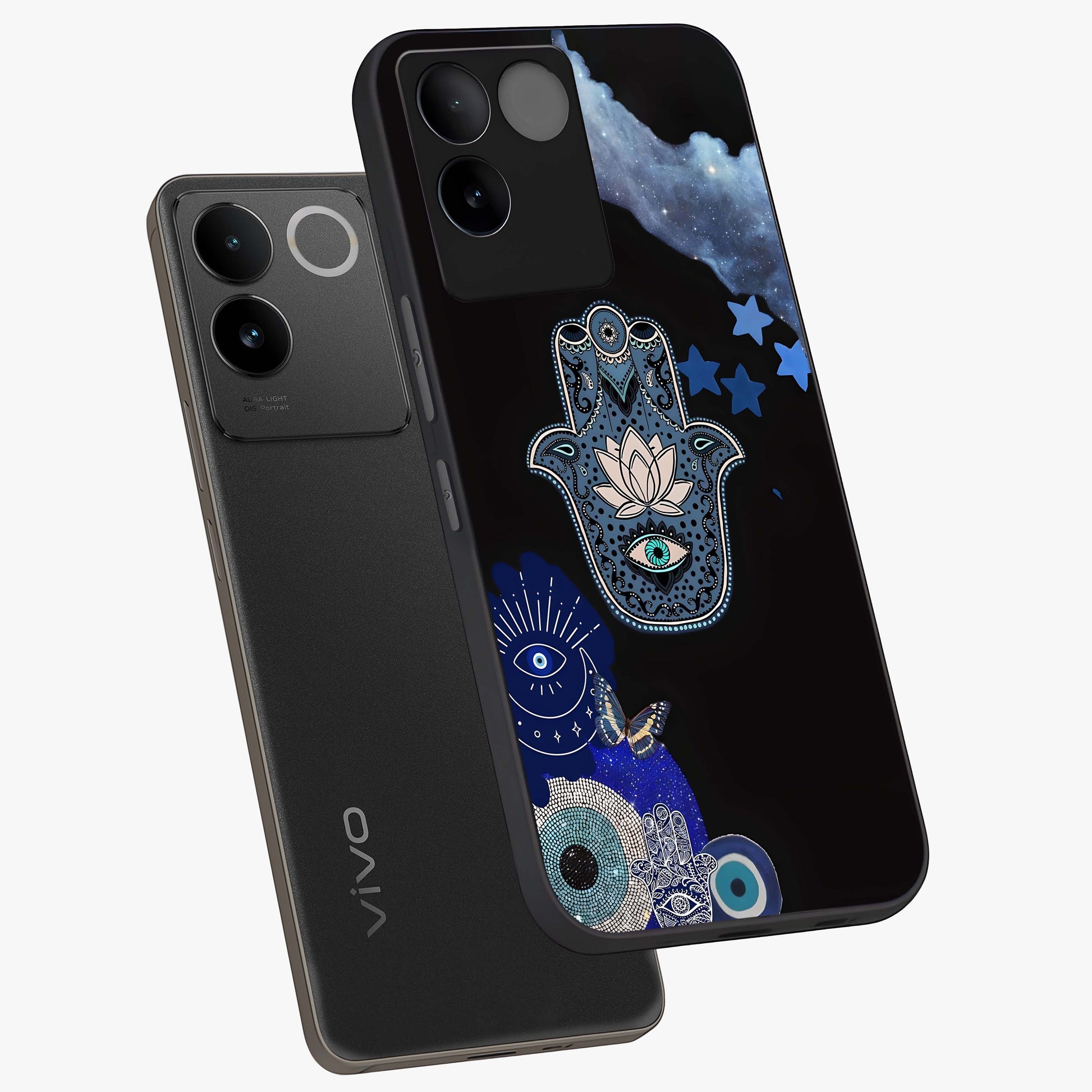 Mystic Hand Aura Glass Case displayed in angled mockup highlighting magical aura design with spiritual aesthetic style.