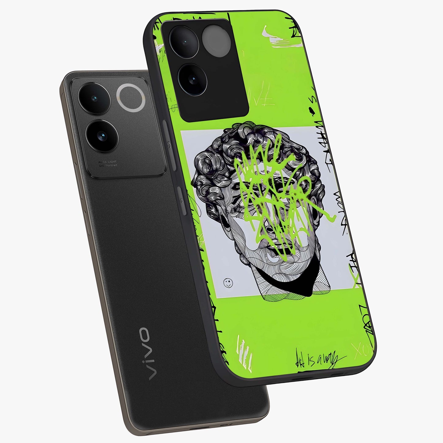 Neo Graffiti Rebellion Glass Case displayed in angled mockup highlighting urban street art design with rebellious aesthetic.