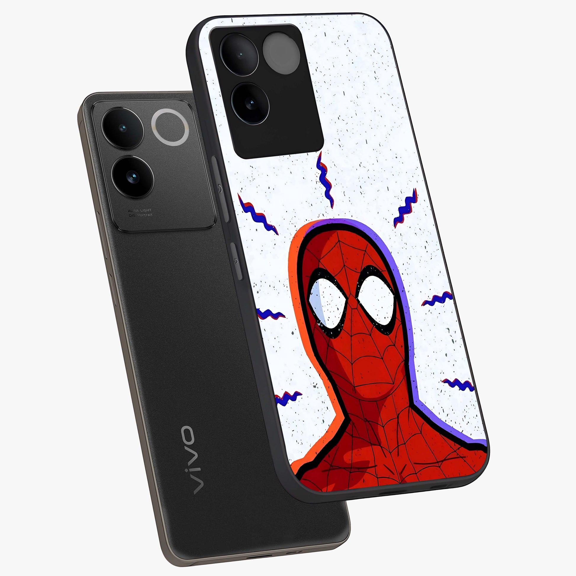Omg Spiderman Glass Case displayed in angled mockup highlighting dynamic hero illustration with action comic aesthetic.