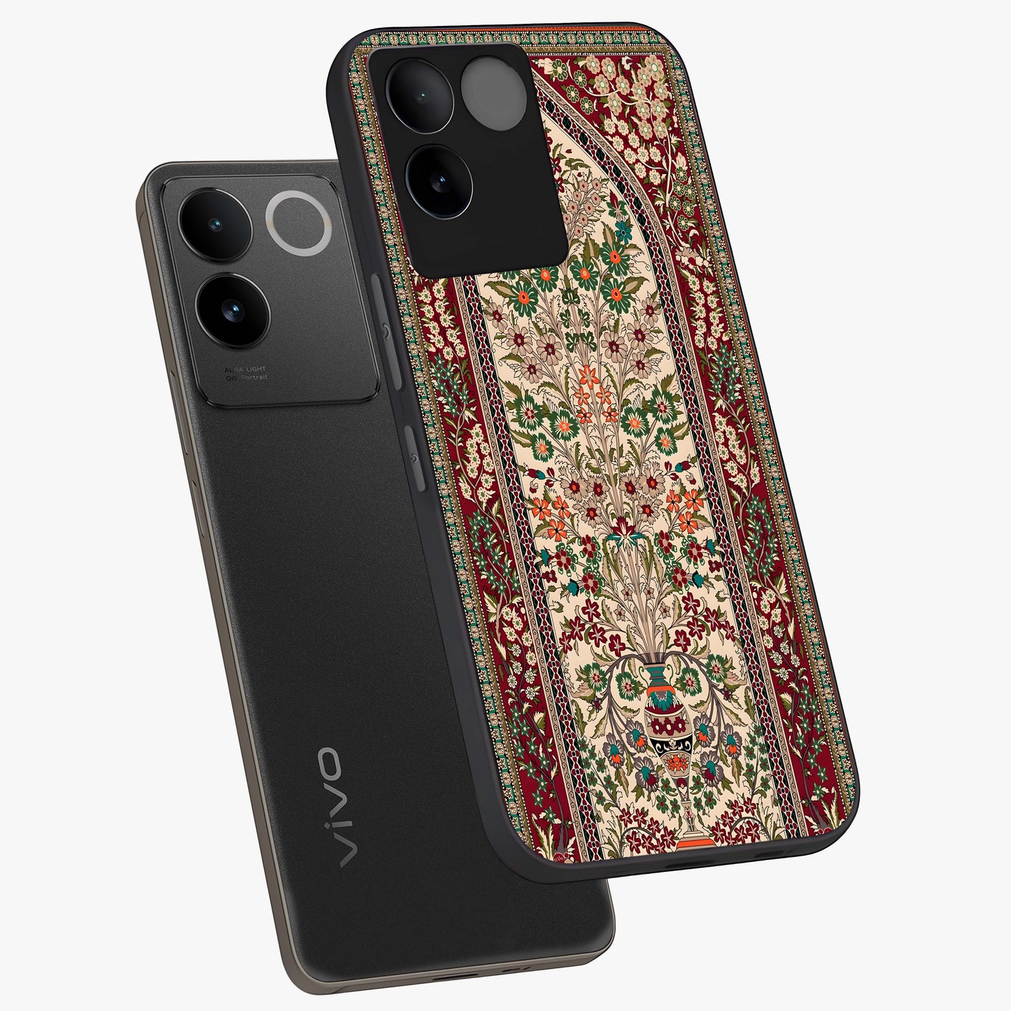 Persian Inspired Glass Case displayed in angled mockup highlighting intricate traditional design with elegant cultural aesthetic.
