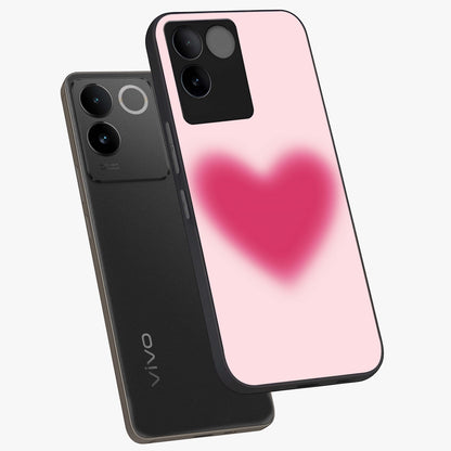 Pink Aura Heart Glass Case displayed in angled mockup highlighting vibrant pink heart design with dreamy aura aesthetic.