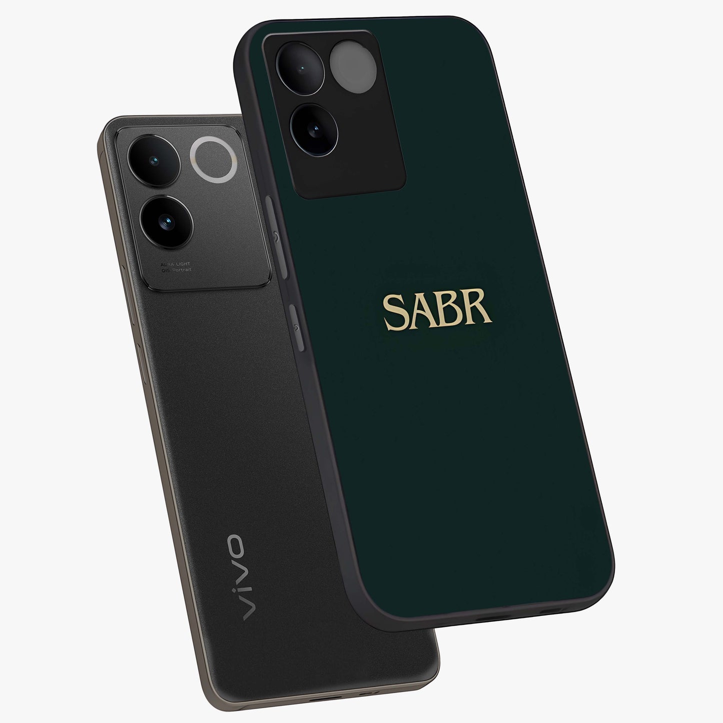 Sabr Minimal Patience Glass Case displayed in angled mockup highlighting simple inspirational design with clean aesthetic style.