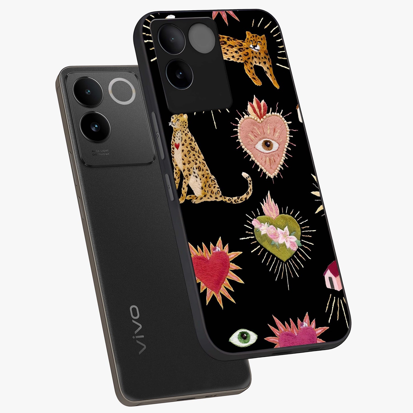 Sacred Jungle Heart Glass Case displayed in angled mockup highlighting lush tropical design with natural aesthetic style.