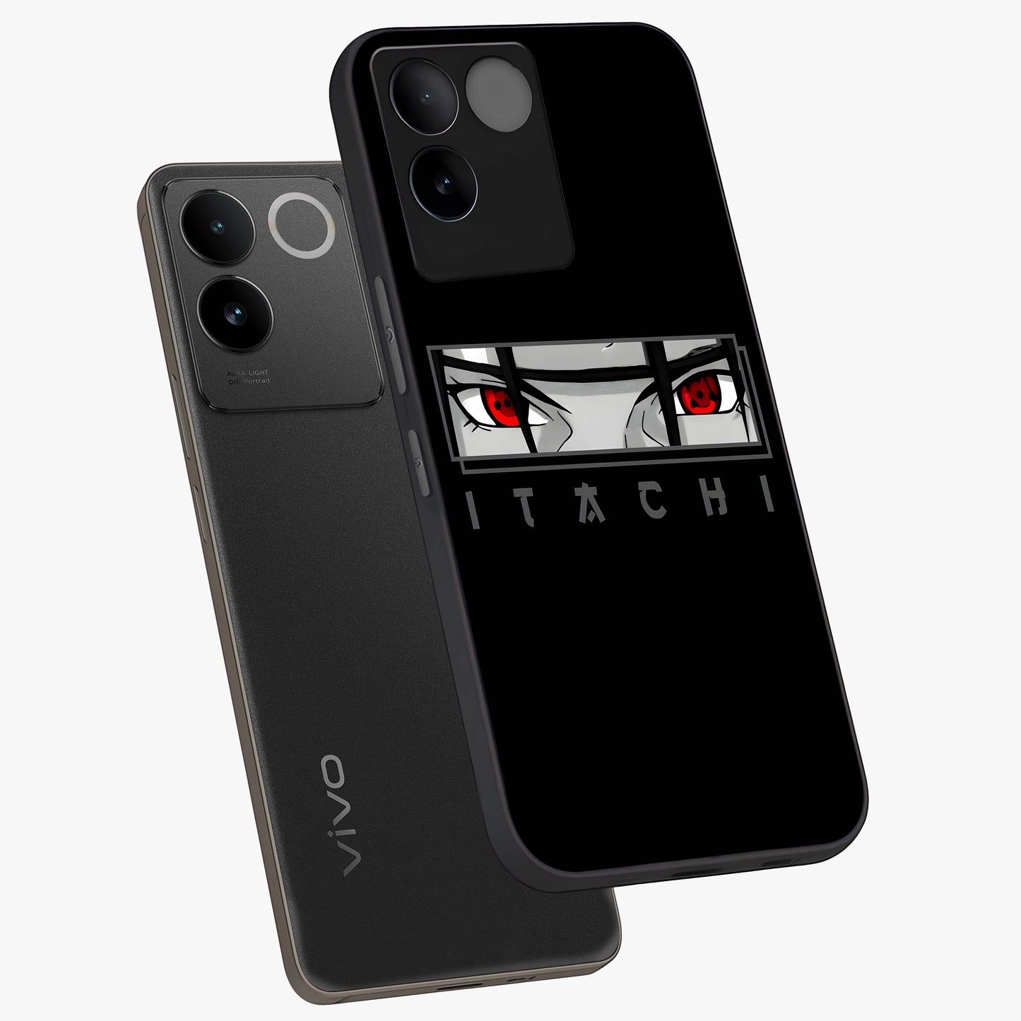 Scarlet Gaze Dominance Glass Case displayed in angled mockup highlighting intense visual design with bold scarlet aesthetic.
