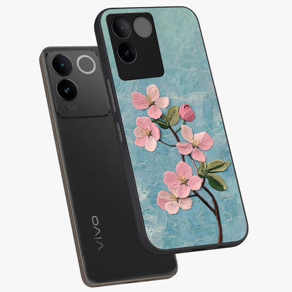 Threaded Blossom Breeze Glass Case displayed in angled mockup highlighting elegant floral design with soft aesthetic style.