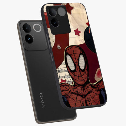 Web Warrior Vibes Glass Case displayed in angled mockup highlighting dynamic web design with comic style aesthetic.