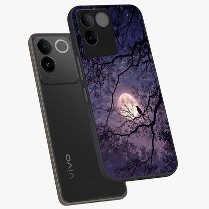 Whispering Moon Silence Glass Case displayed in angled mockup highlighting calm lunar design with dreamy night aesthetic.